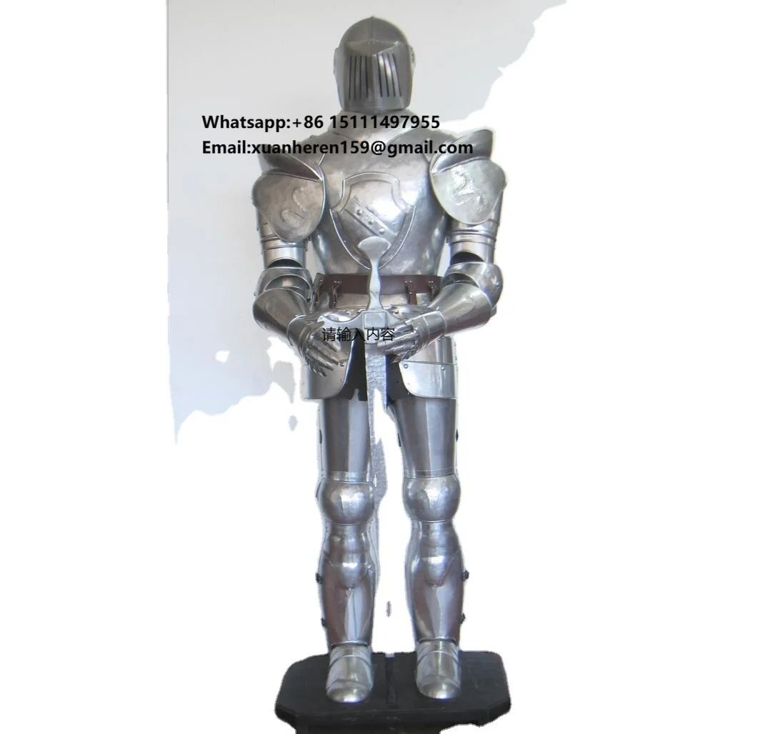 Medieval Full Body Armor White Powder Coated Warrior Costume Armor in Iron Metal Antique Medieval Armor for Sale