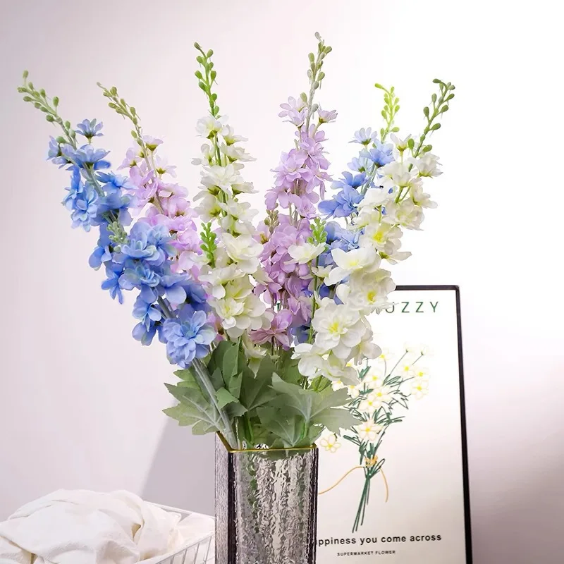 

83Cm Flocking Delphinium Artificial Flower Branch Home Decoration Fetionzi Fake Flower Wedding Decor Banquet Photography Props