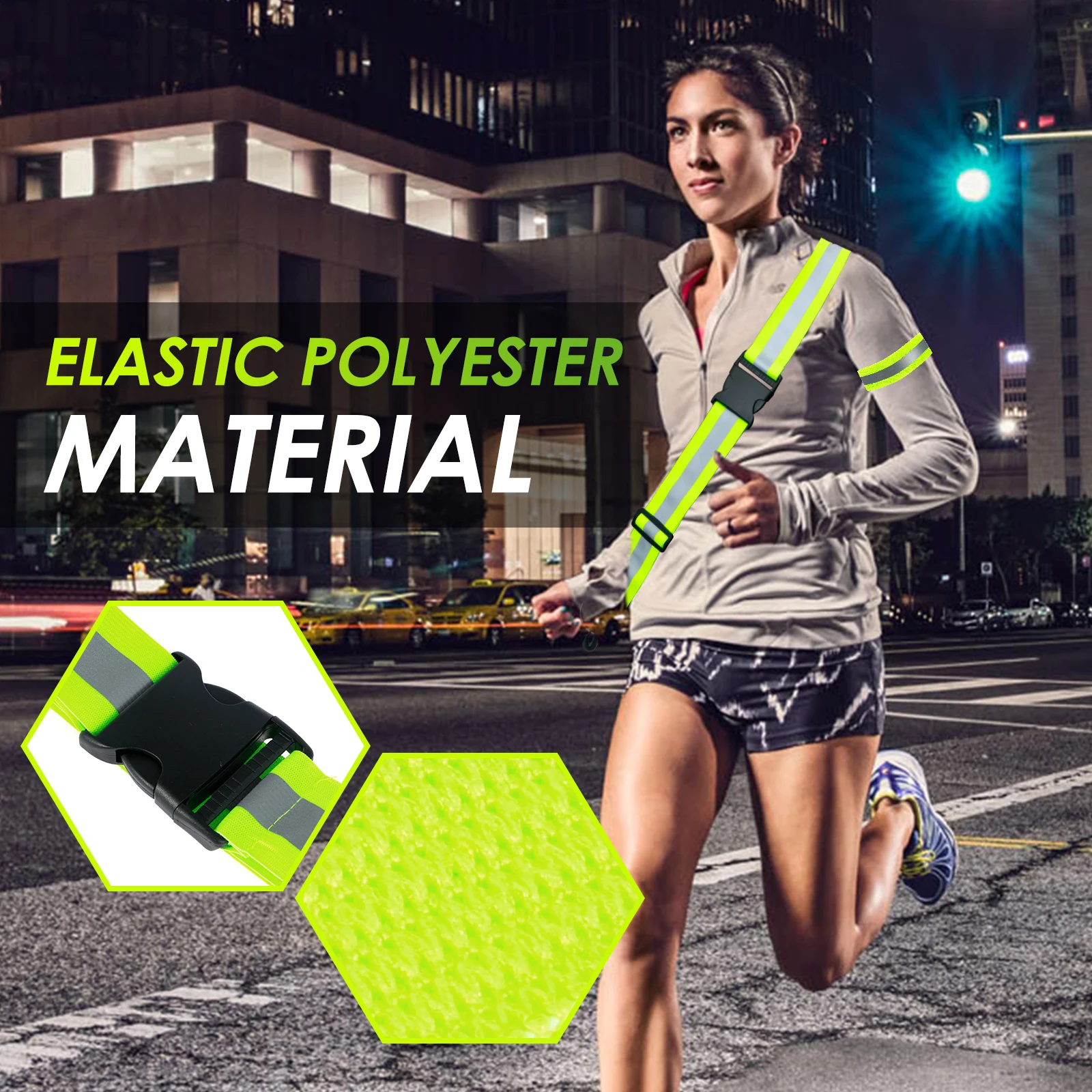 3 قطع من وشاح عاكس للمشي في الليل، معدات الجري العاكسة، حزام كتف كروس، معدات أمان للمشي الليلي
