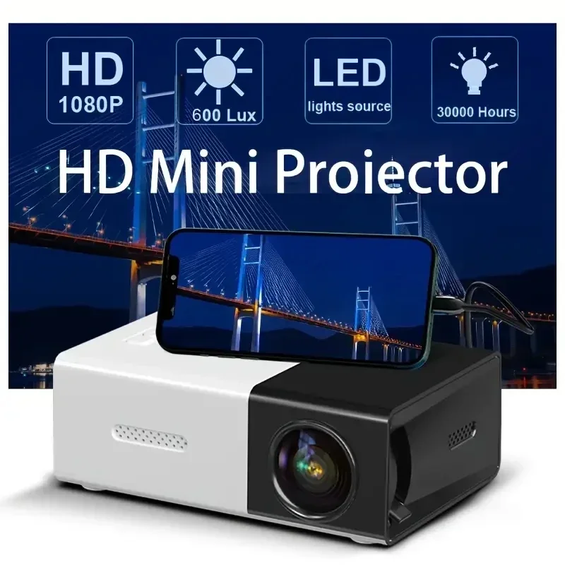 Proyector portátil YG300 para el hogar, conexión inalámbrica para teléfono móvil, compatible con USB, HDMI