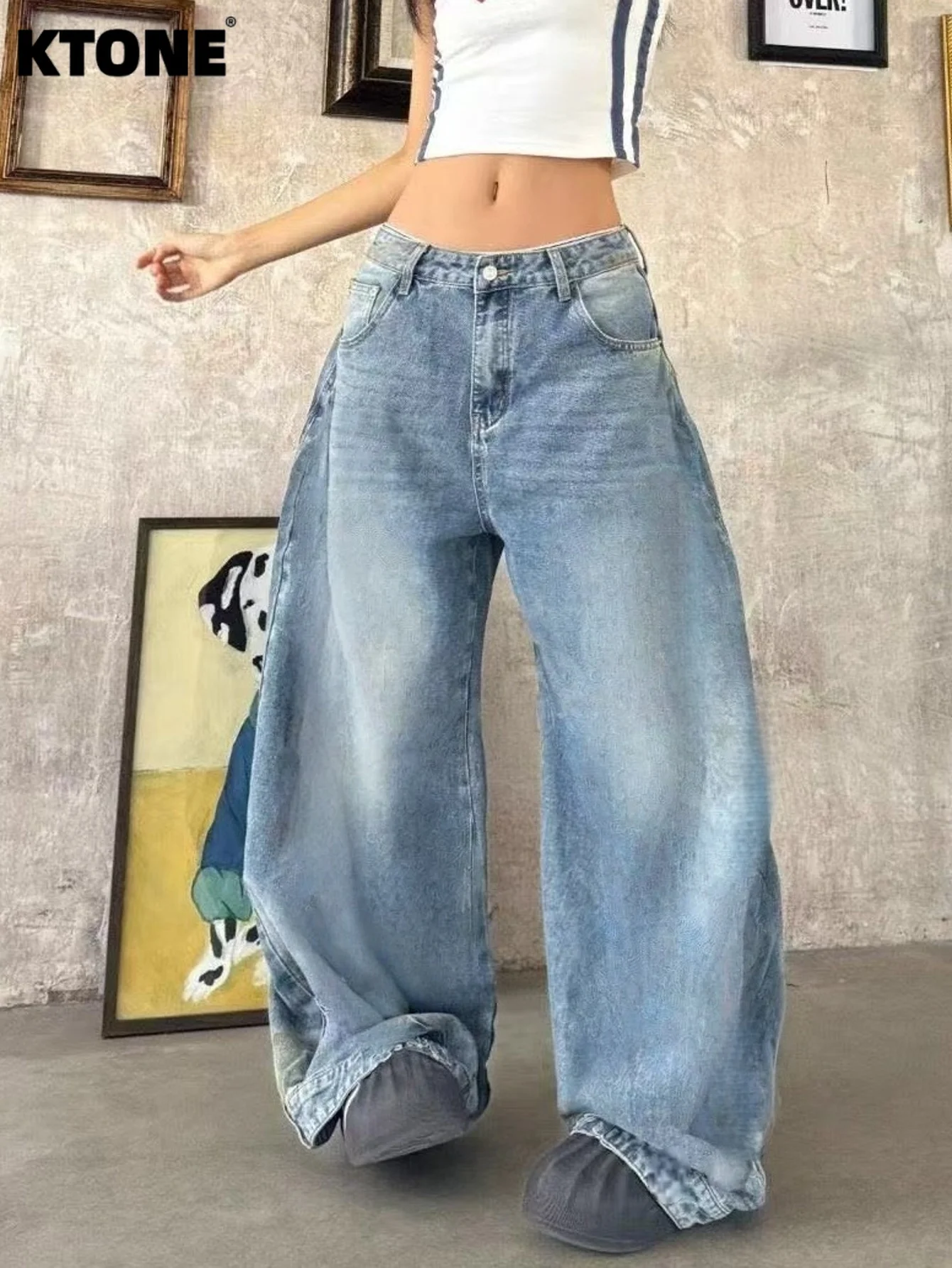 

Свободные синие джинсы Y2k Original Drip для мужчин, унисекс, на каждый день. Аксессуары и ремни в комплект не входят.