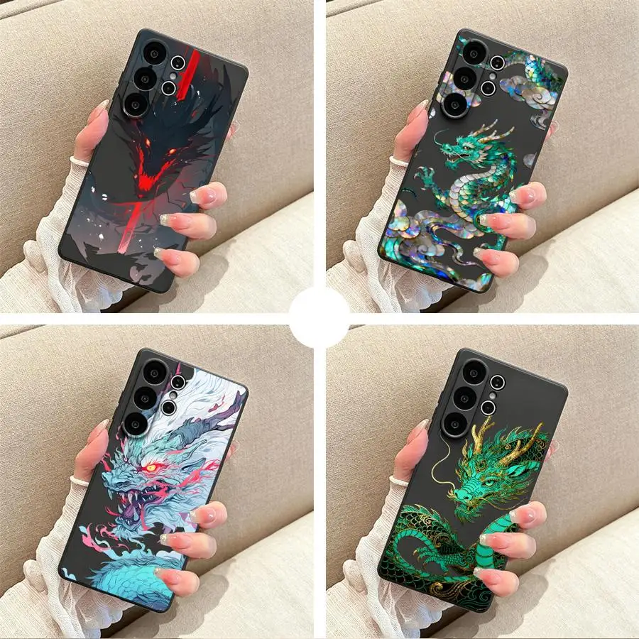 Green Dragon Pattern Phone Cover Case for Samsung Galaxy S26 Ultra S23 Note 20 8 9 10 S24 S10 S9 S26+ S20 S25+ S21 FE S24+ S25