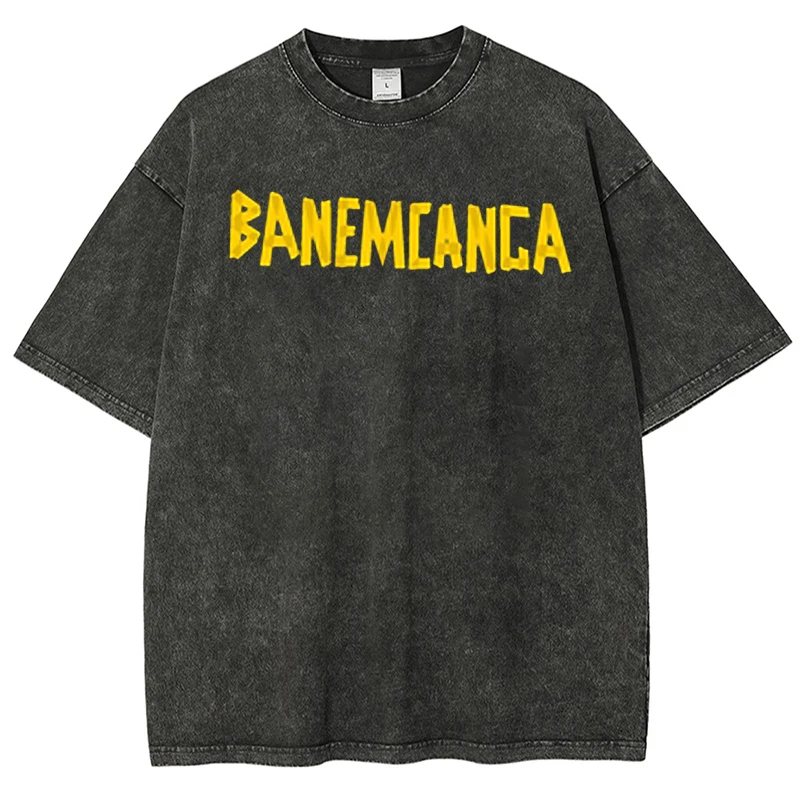 

Men Women Short-Sleeved Pure Cotton Round Neck Top Luxury Brand Tee High-Quality Y2K Simple Letter Graphic Washed T-Shirt