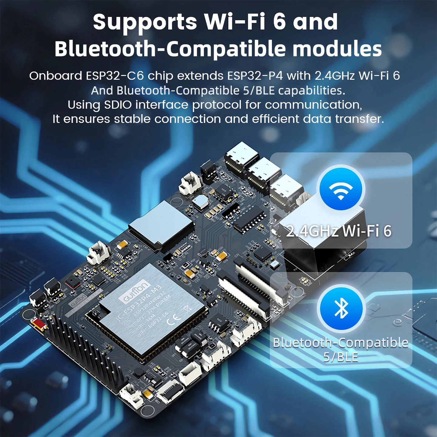 ESP32P4-module Hoogwaardig ontwikkelingsbord Ondersteuning Wi-Fi 6 Bluetooth 5/BLE Gebaseerd op ESP32-P4 en ESP32-C6