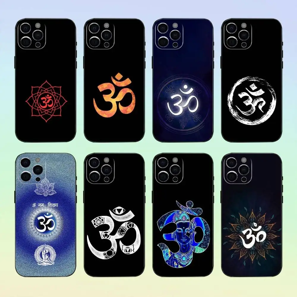 

Indian A-Aum Om Yogas Phone Case For iPhone 17, 16,15,14,13,12,11, Others Soft Silicone Black Cover