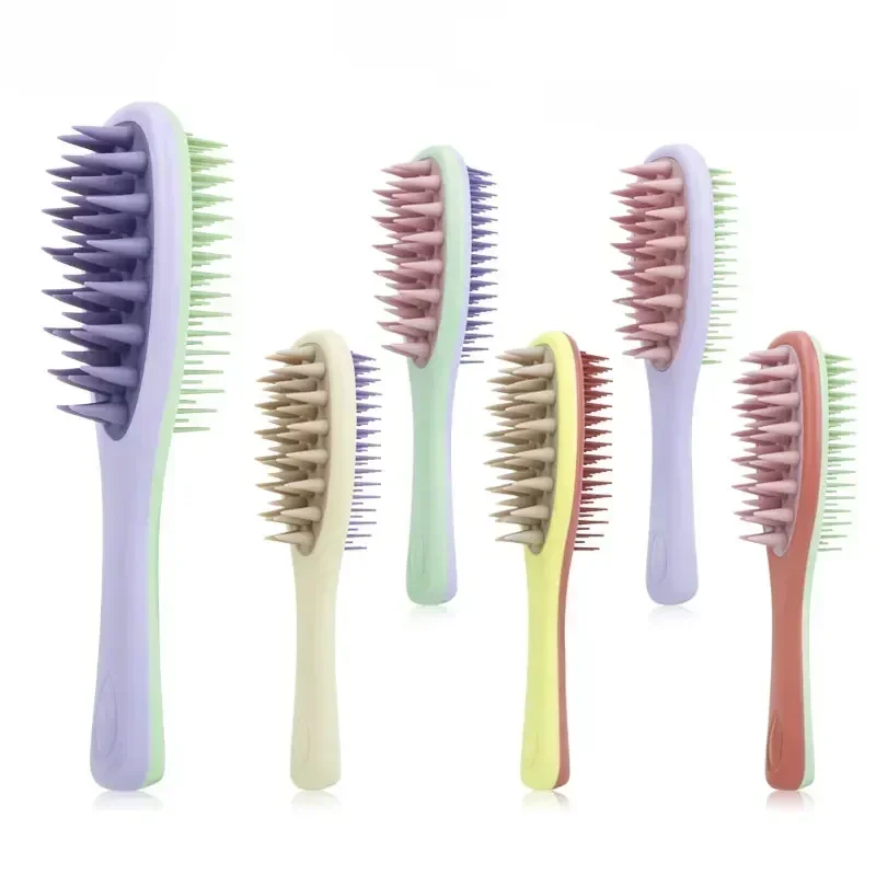 Cepillo de champú de silicona, cepillo para masaje del cuero cabelludo, peine para lavar la cabeza, masajeador de pelo de dos caras, cepillo de baño, depurador corporal, accesorios para el cabello