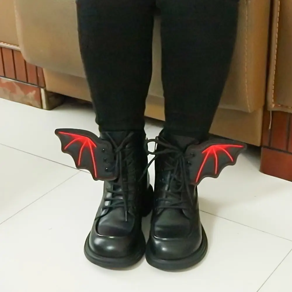 1Pair Bat Wing Shape Black Bat Wings Shoe Buckle Strap Halloween Decoration DIY Halloween Shoe Buckle Gothic Punk Style