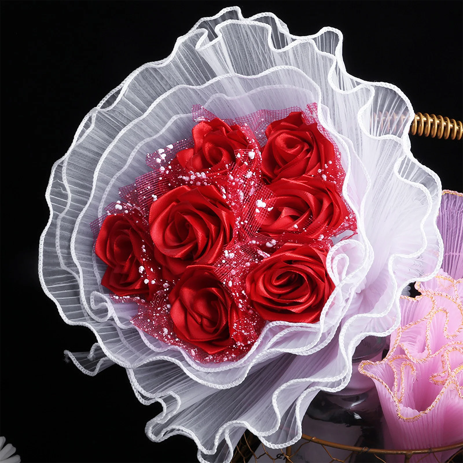 

Wave Mesh Flower Wrapping Durable Packaging For Wedding Party Bouquet Gift Flower Yarn Netting Rolls Practical Yarn Wrapper For