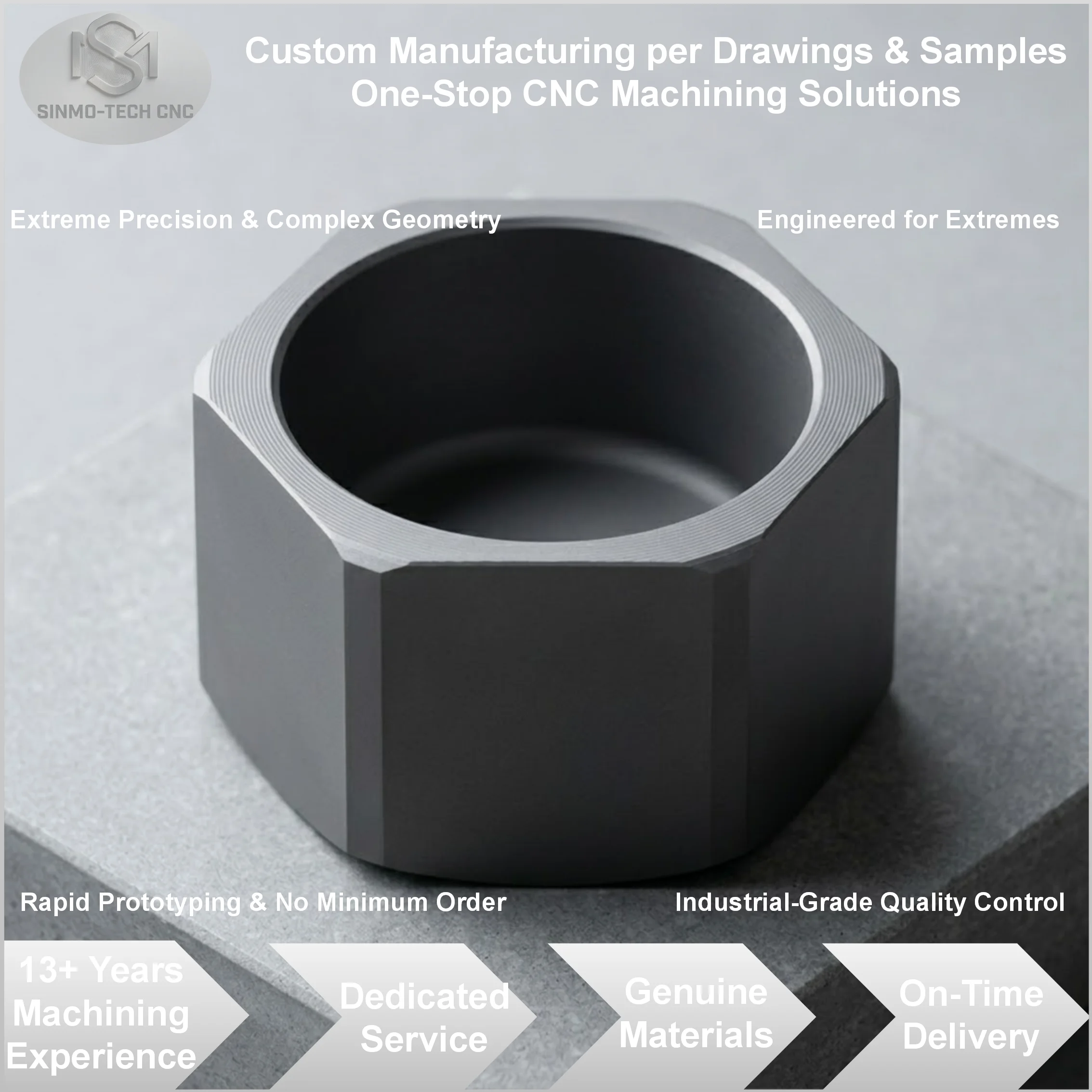 Hexagonal Boron Nitride $h-BN$ Ceramic Crucible Nozzle, High Temperature Non-Wetting, Self-Lubricating CNC Customization