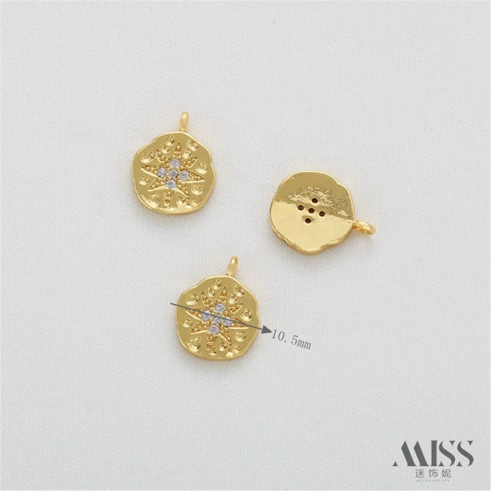 

14K Gold Bag Color Zircon, Arctic Octagram, Round Pendant, DIY Bracelet, Necklace, Pendant, Hanging Jewelry Accessories.