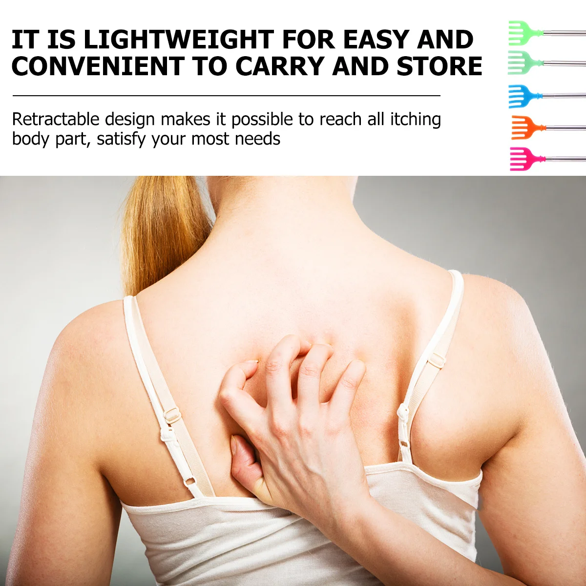 

5 шт. выдвижной скребок для спины, легкий прочный инструмент для облегчения зуда, массажер для спины, портативный скребок для снятия зуда для домашнего использования