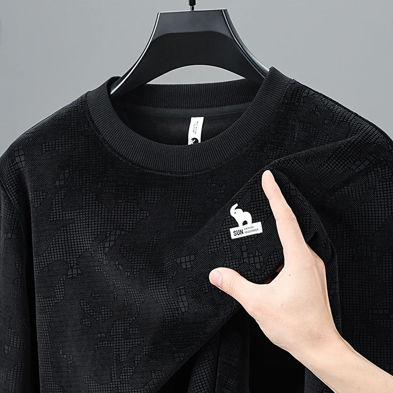 

Мужская осенняя толстовка с длинными рукавами и круглым вырезом, высокое качество, роскошная вышивка, устойчивая к катышкам футболка, трендовые модные топы для отдыха