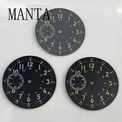 MANTA 38.9mm Sterile Black Gray Dial Green Luminous Fit ETA6497 Seagull ST3600 Movement Watch Parts