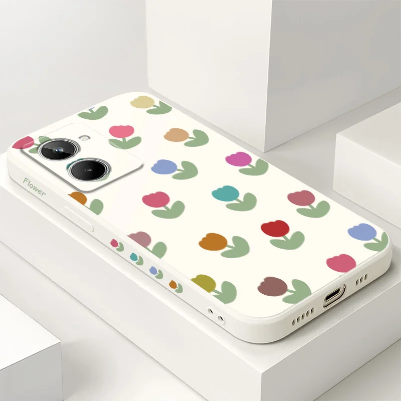 

Fragrant Tulip Phone Case For OPPO Realme 11 10 9 9i 8 8i 7 Pro Plus C35 C21Y C25Y C25 4G 5G Liquid Silicone Cover