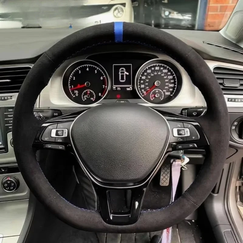 Customization Hand Sewing Suede Leather Car Steering Wheel Cover For Volkswagen VW Golf 7 Mk7 New Polo Passat B8 Tiguan Sharan