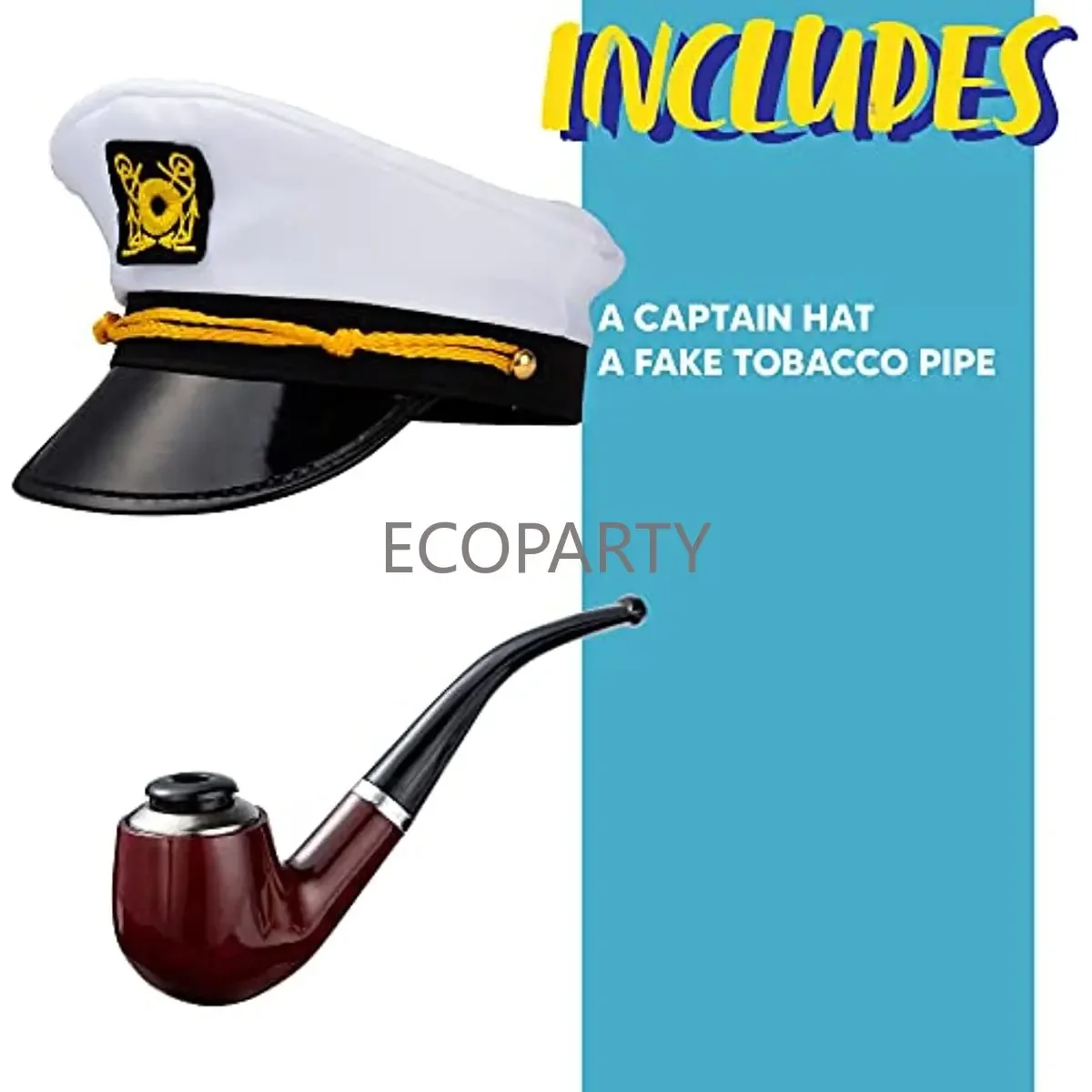 Kapitänshut-Kostümzubehör-Set, Matrosenhut, Bootskapitänshut mit gefälschter Pipel, Meereskappe, marineblaues Kostümzubehör, thematische disfraz