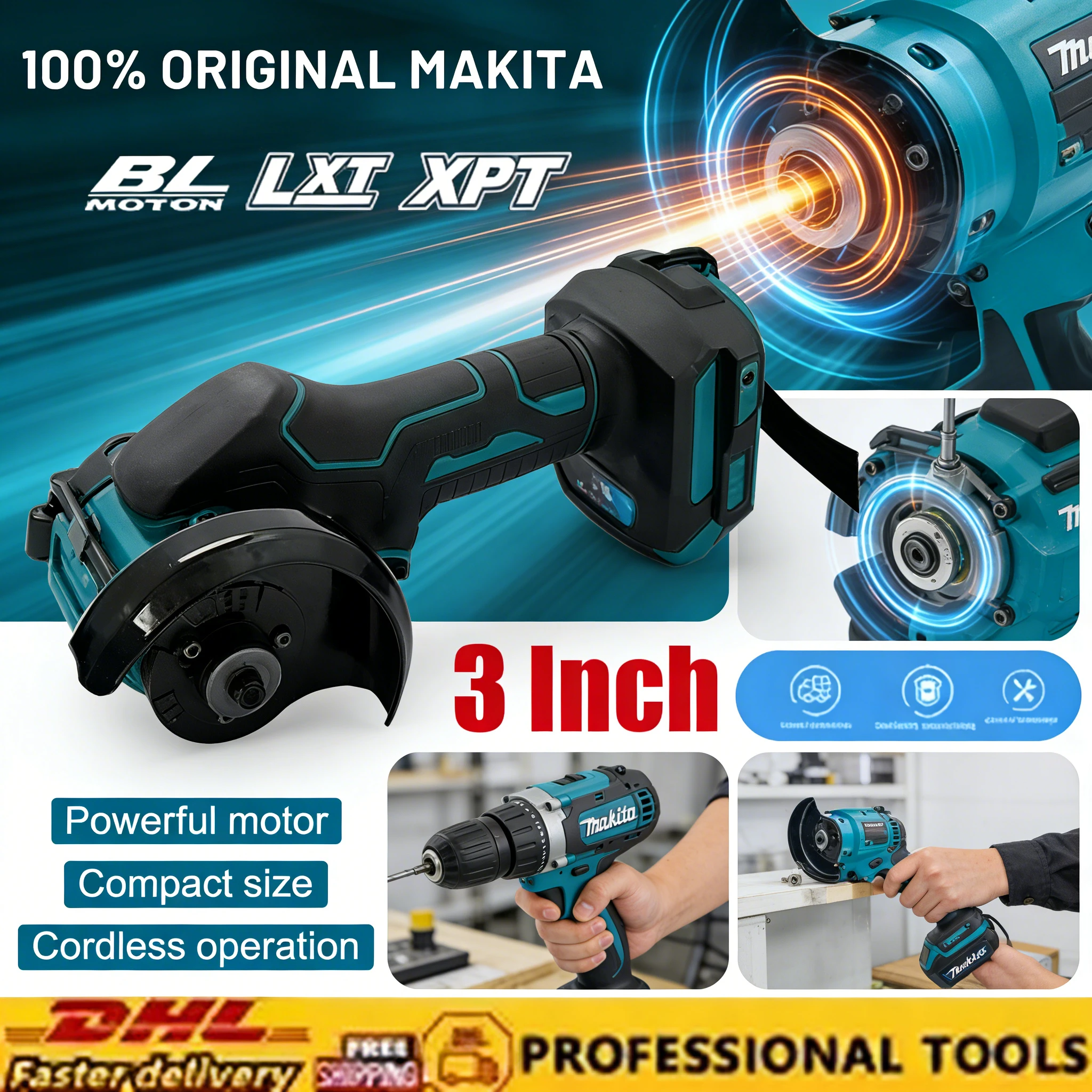 マキタ-3インチ-ミニアングルグラインダー電動工具-切断用丸鋸-コードレス電動カットオフソー-電動工具