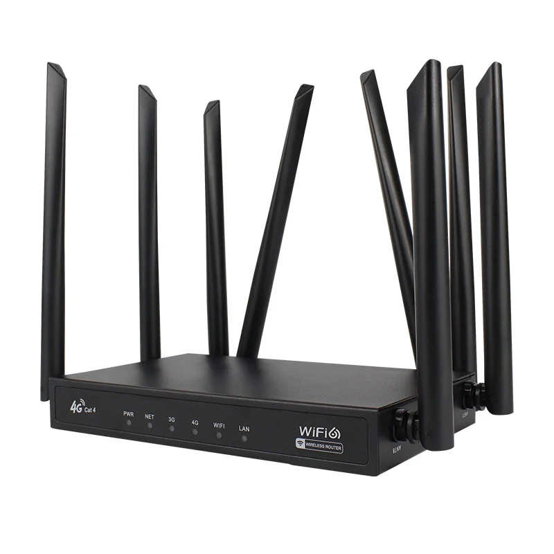 عالية الجودة الصناعية 8-هوائي أسود قذيفة معدنية تمديد هوائي 4G Lte Cpe 4G واي فاي 6 أجهزة توجيه بطاقة Sim للمنزل مكتب #4