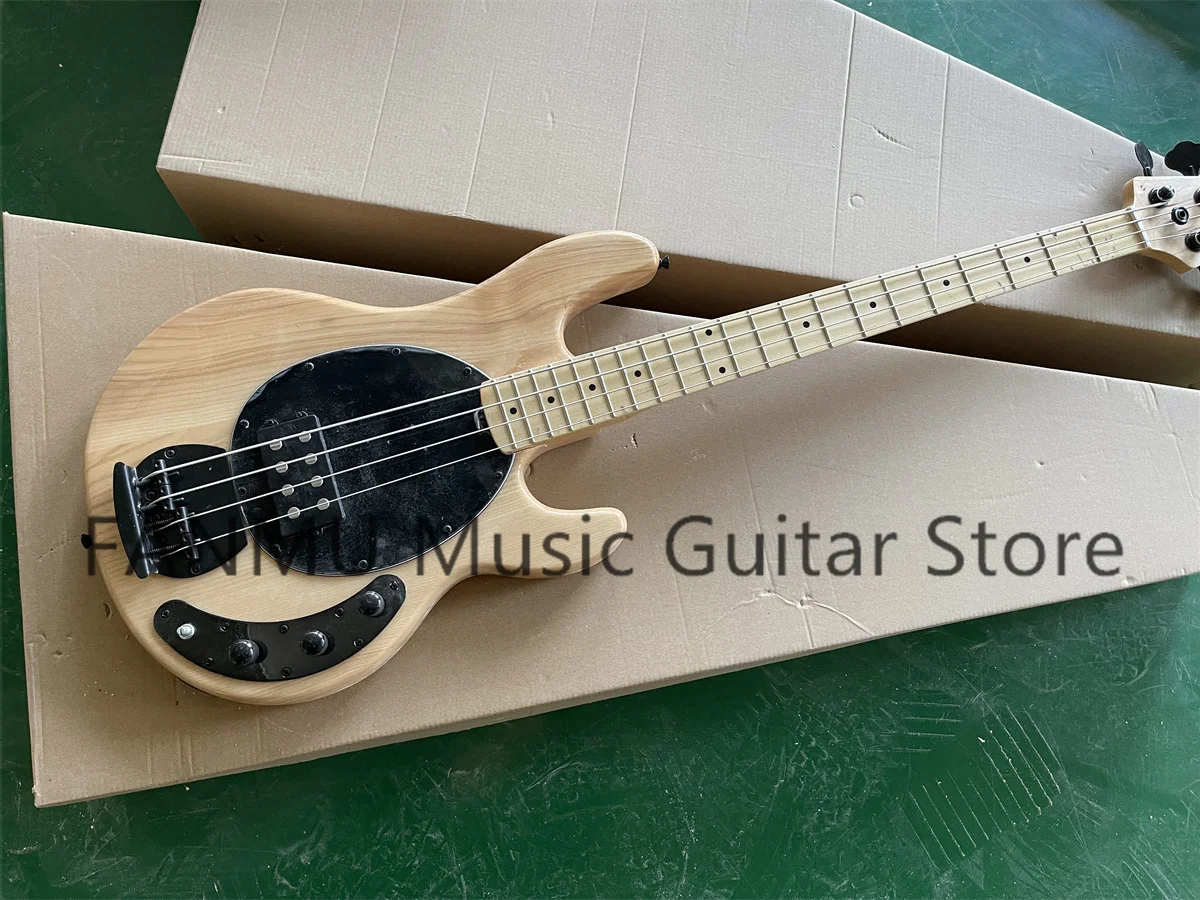 Natural Color Electric Bass 4-string bass Ash wood body Maple fingerboard Maple neck Black pickup board Black hardware factory