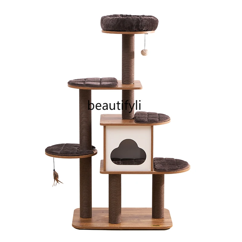 Cat Climbing Frame Cat Nest Tree Integrated Vertical Cat Climber Grinding Claw Pet Supplies Toy Jumping Platform