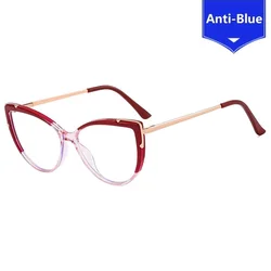 Alloy Leg Cat Eye Glasses Frame Women Fashion Anti Blue Light Computer Eyeglasses Female New Optical Spectacle Eyewear Frames