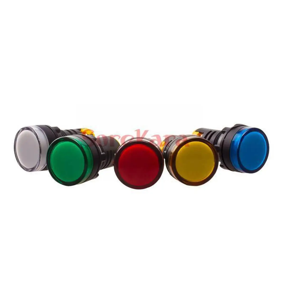 22mm Mount Diameter 12VDC 24VDC 110VAC 220VAC Yellow/Red/White/Blue/Green LED Power Indicator Signal Light 50mm Height Switch