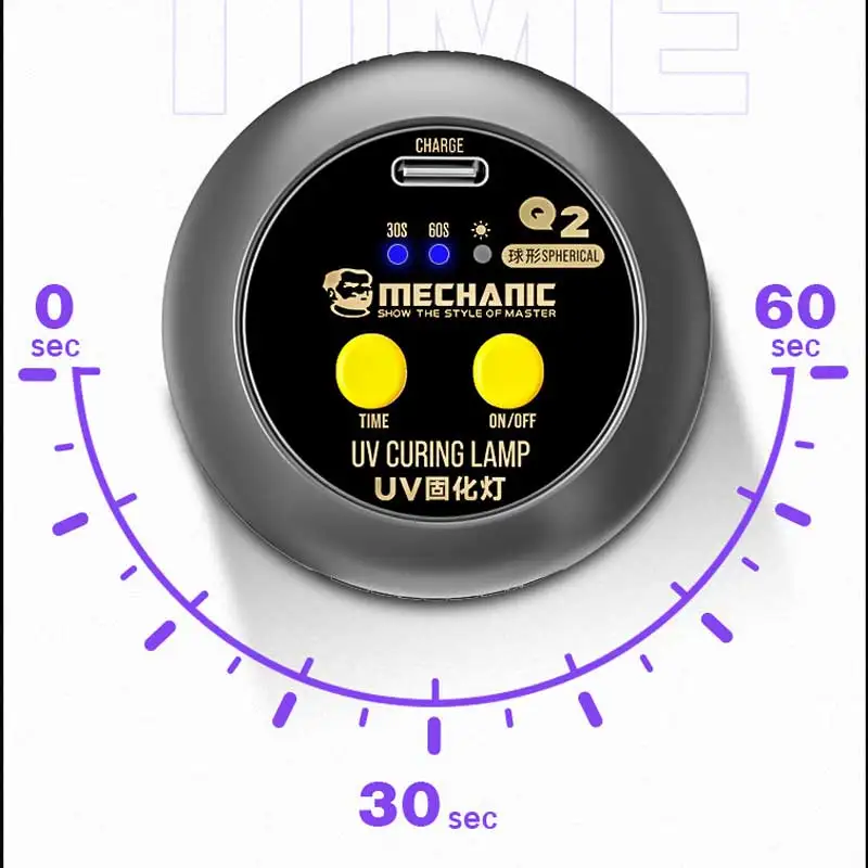 MECHANIC-Lámpara de curado UV LED Q1/Q2 binusclear, adhesivo óptico UV sin sombras, recargable con aceite verde, uso inalámbrico