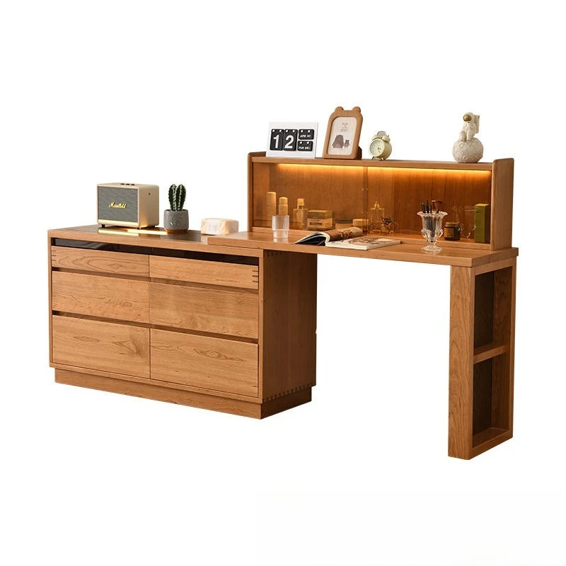 

Cherry wood chest dresser integrated combination movable Japanese storage
