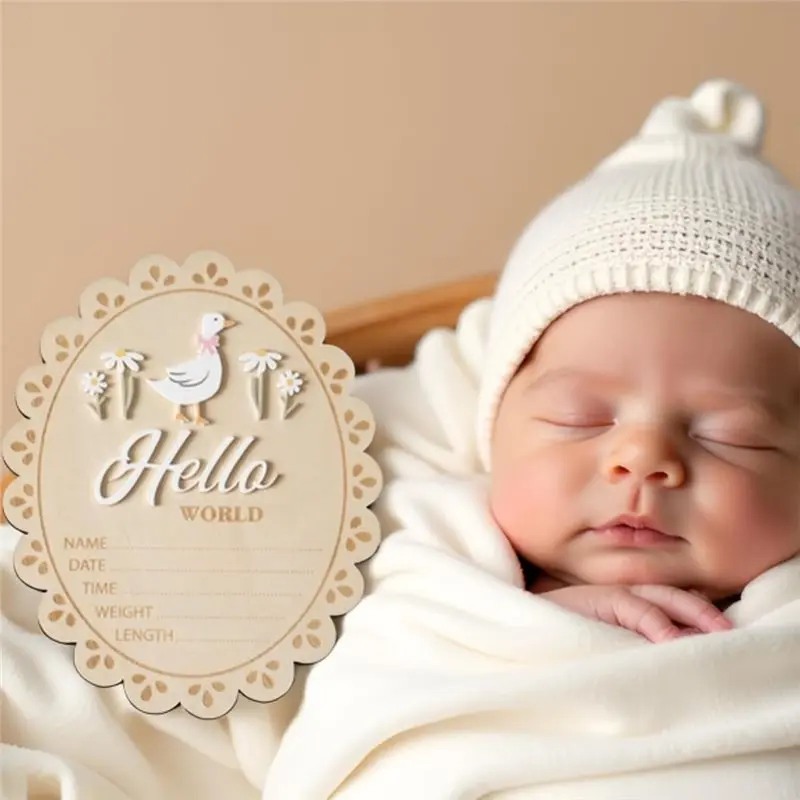 ABTJ-Newborn Baby For Hospital, Photography, And Memorizing Announcement Signs-Hello World She' S Here Cards
