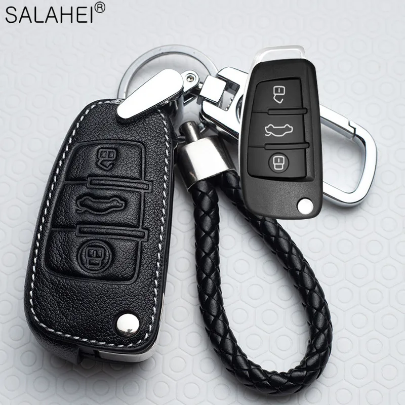 

Leather Car Remote Key Cover Case Keychain Shell For Audi Q3 Q5 Q7 S5 S6 S7 A1 A4 A5 A6 A7 A8 B6 B7 B8 B9 TT TTS 8S SQ5 A4L A6L