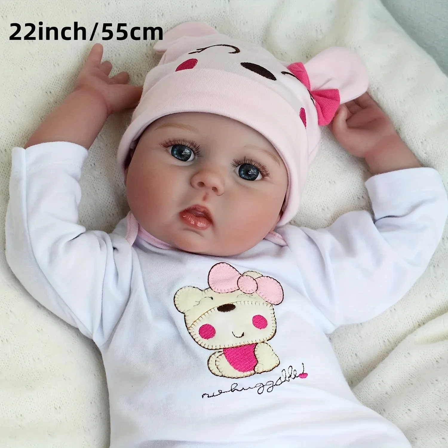 BZDOLL Lifelike 55cm Reborn Baby Doll 22inch Alive Soft Silicone Newborn Bebe Cute Play House Toy Birthday Gift For Girl