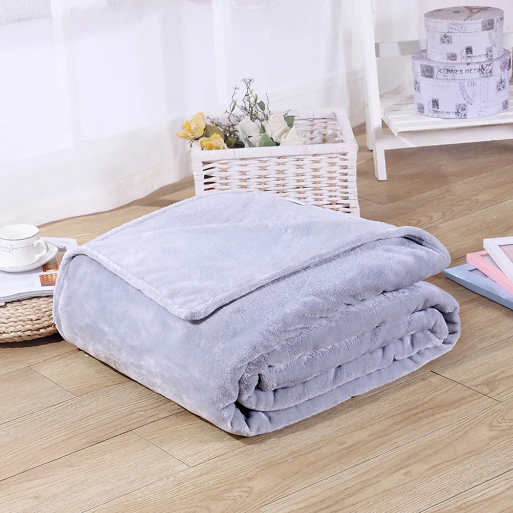Coral Fleece Blanket Thick Warm Lightweight Flannel Fleece Blanket Grey 70x100cm Winter Camping Backpacking Use