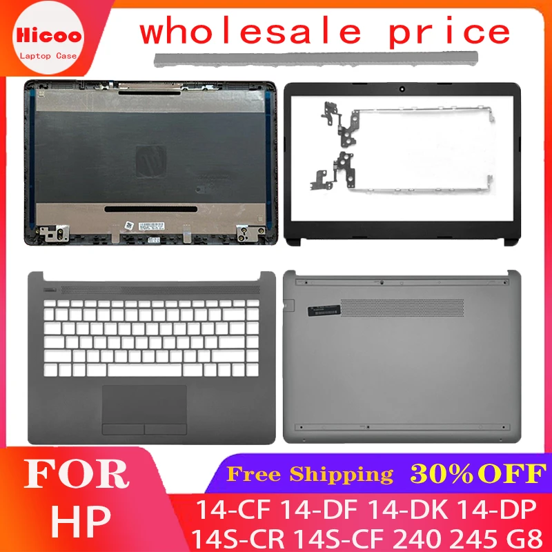 For HP 14-CF 14-DF 14-DK 14-DP 14S-CR 14S-CF 240 245 G8 Laptop LCD Back Cover Front Bezel Palmrest Bottom Case Hinges Cover Gray