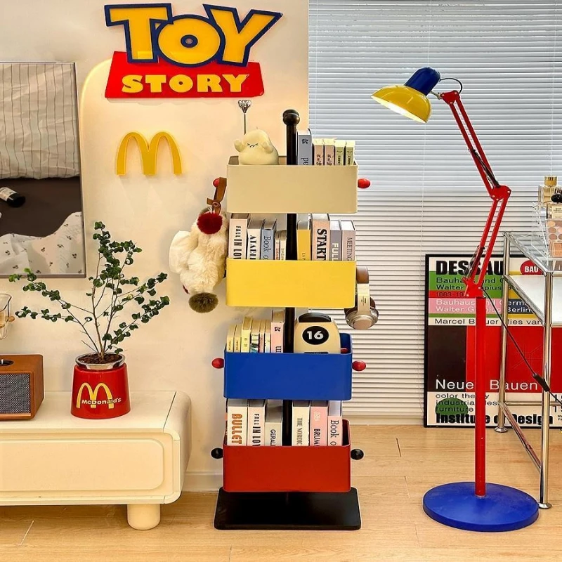 Dopamine bookshelf floor shelf wall corner narrow wrought iron vertical bookcase integrated against the wall book storage