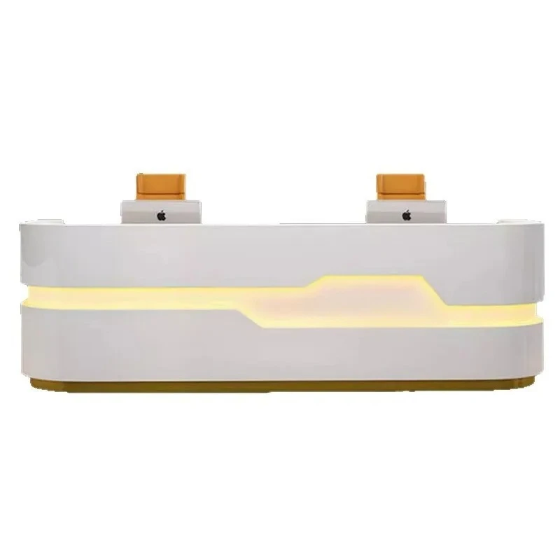 Modern Glossy Reception Desk Imitation Marble Front Counter for Office Hotel Beauty Spa Checkout Station Durable Easy