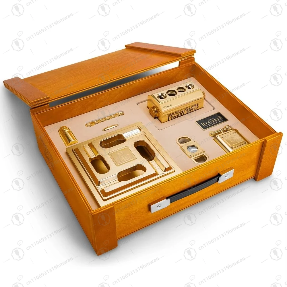 Luxury Wooden Cigar Box Set, Cigar Enthusiast Gift & Accessory Kit
