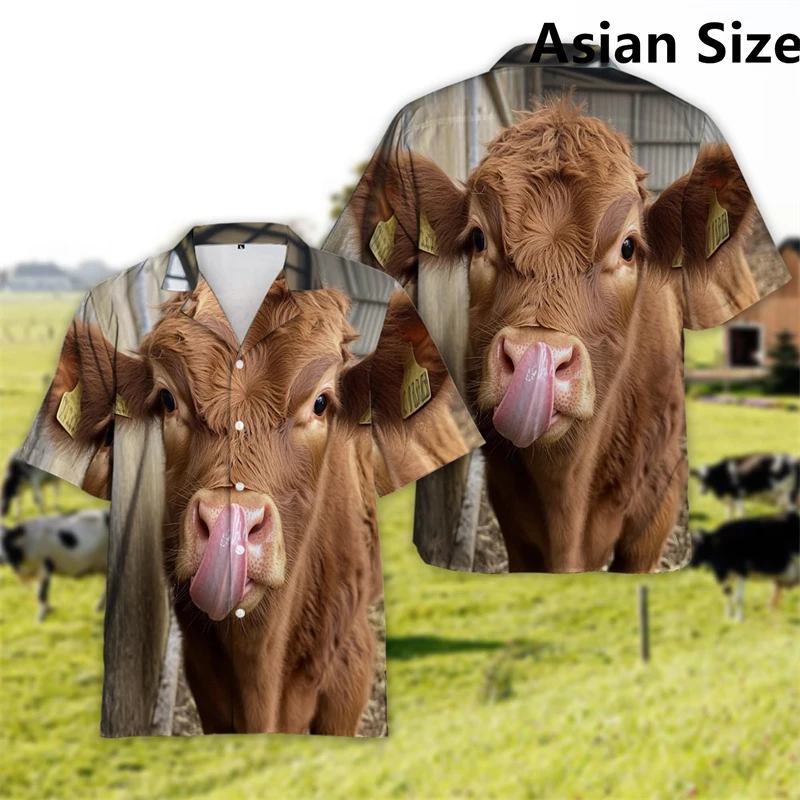 

Cute Cows Graphic Hawaiian Shirts Fashion Summer Funny Animals 3D Printed Kids Shirt Casual Streetwear Oversized Mens Shirt