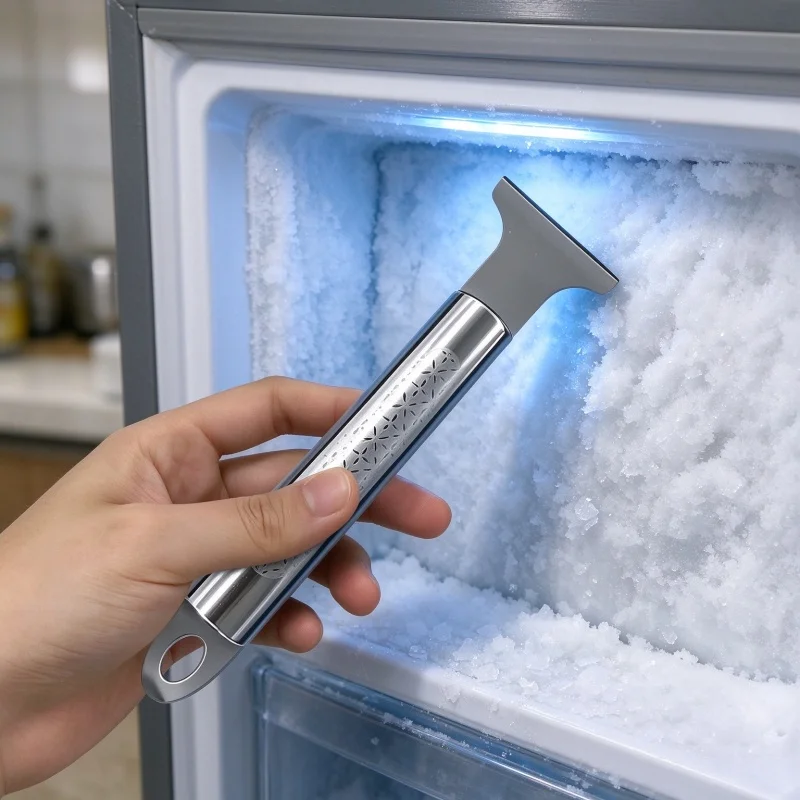 Stainless Steel Ice Scraper Refrigerator Freezer Defrost Shovel Non-slip Handle Household Cleaning Gadget for Removing Grease