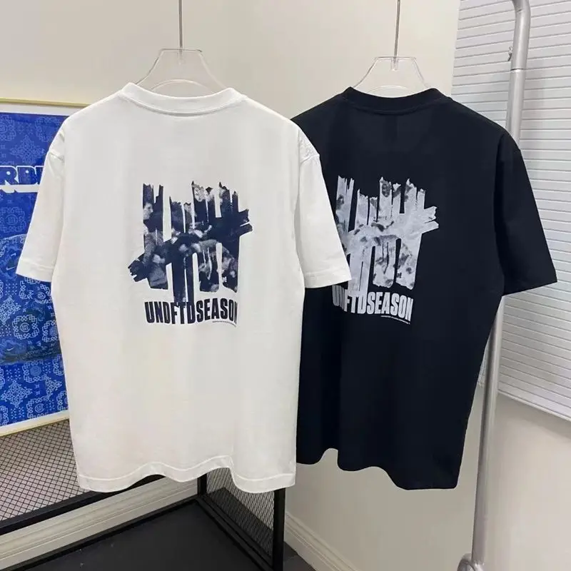 

Мужская и женская свободная футболка из чистого хлопка с короткими рукавами Five Bars Undefeated для пар, летняя футболка с принтом