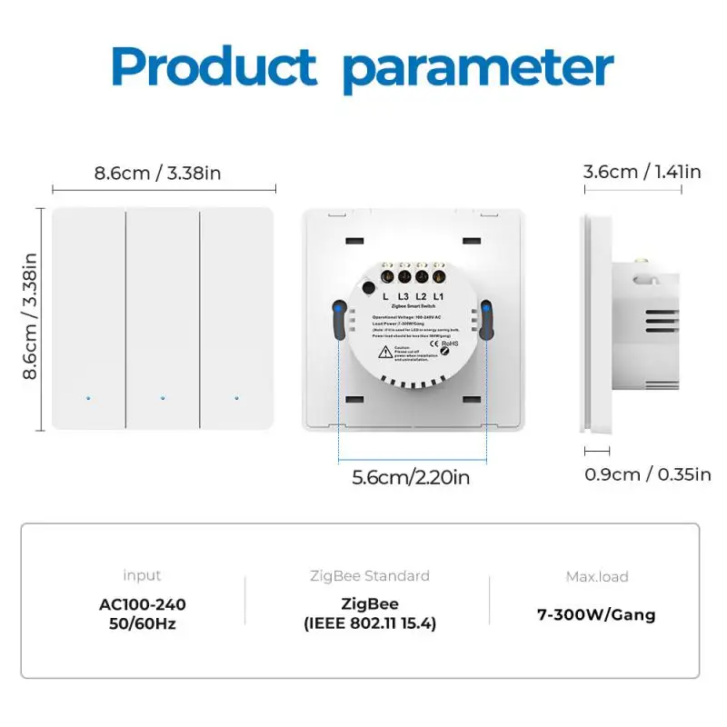 Настенный переключатель Xiaomi Tuya Zigbee для умного дома, с евровилкой