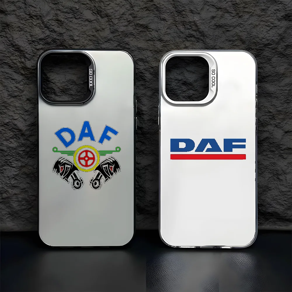 Racing Car D-DAFs Trucks LOGO Phone Case For iPhone 16 15 14 13 12 11 Pro Max Black Matte Multicolor Laser Metallic Aurora Cover