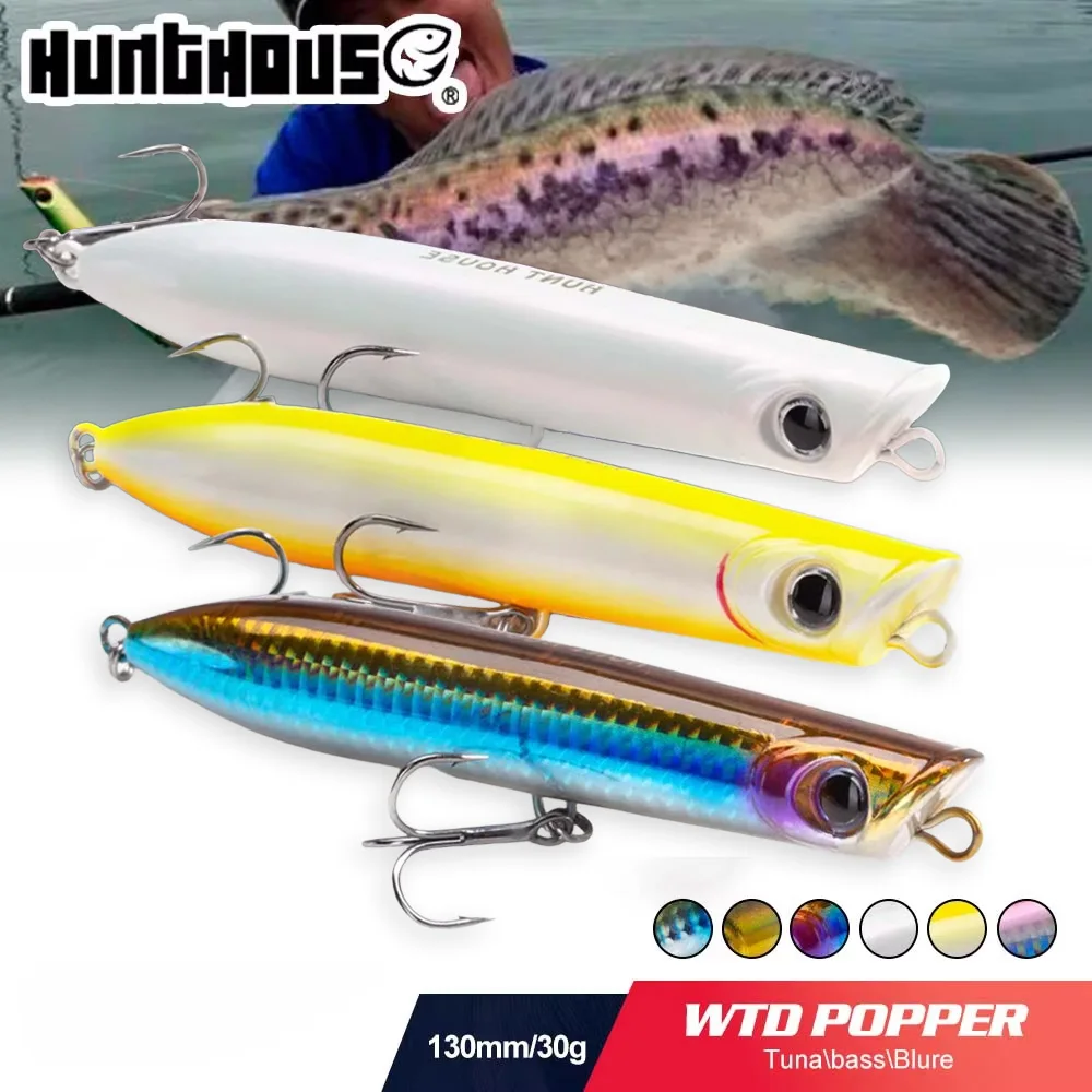 Hunthouse 3/4/5 Stück Schwimmender Oberflächen-Popper-Köder 130mm 30g Topwater Pencil Wobbler WTD Spinning Kunstköder Salzwasser Bass
