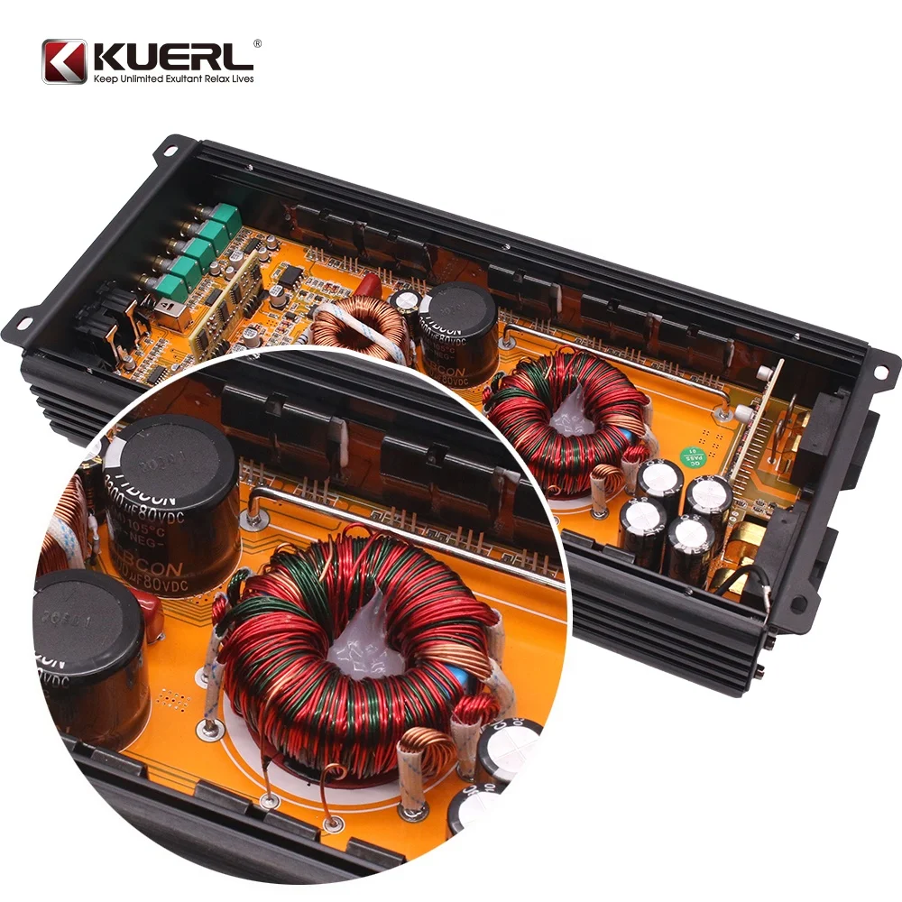 Hot K-1200.1D 1-Ch Class D Full Range Car Audio power Amplifier RMS Power 1200W@ 1Ω/ 800W@ 2Ω/500W@ 4Ω Monoblack Aluminum alloy