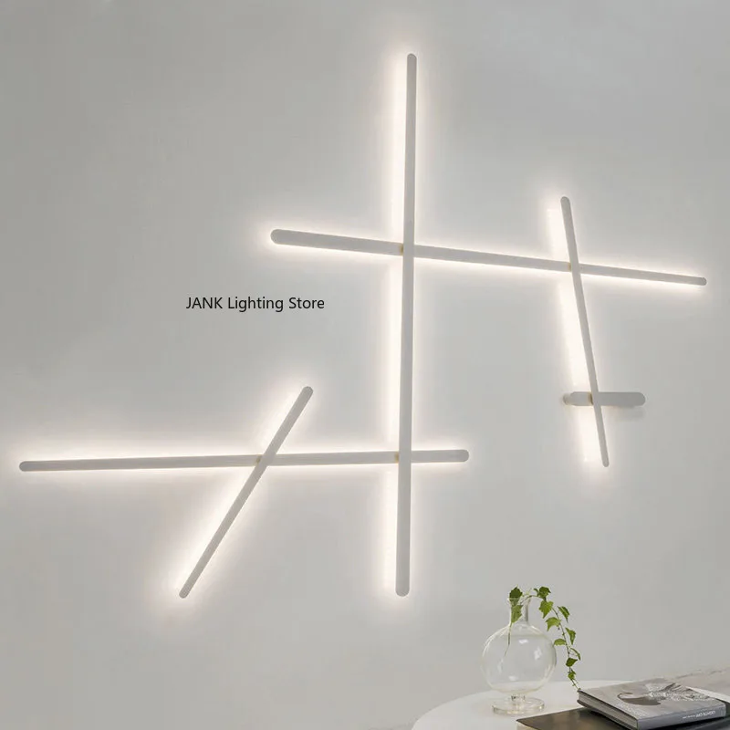 

Creative Minimalist Living Room Corridor Wall Lamp, Sofa Background Wall Lamp Nordic Modern LED Line Long Staircase Wall Lamp