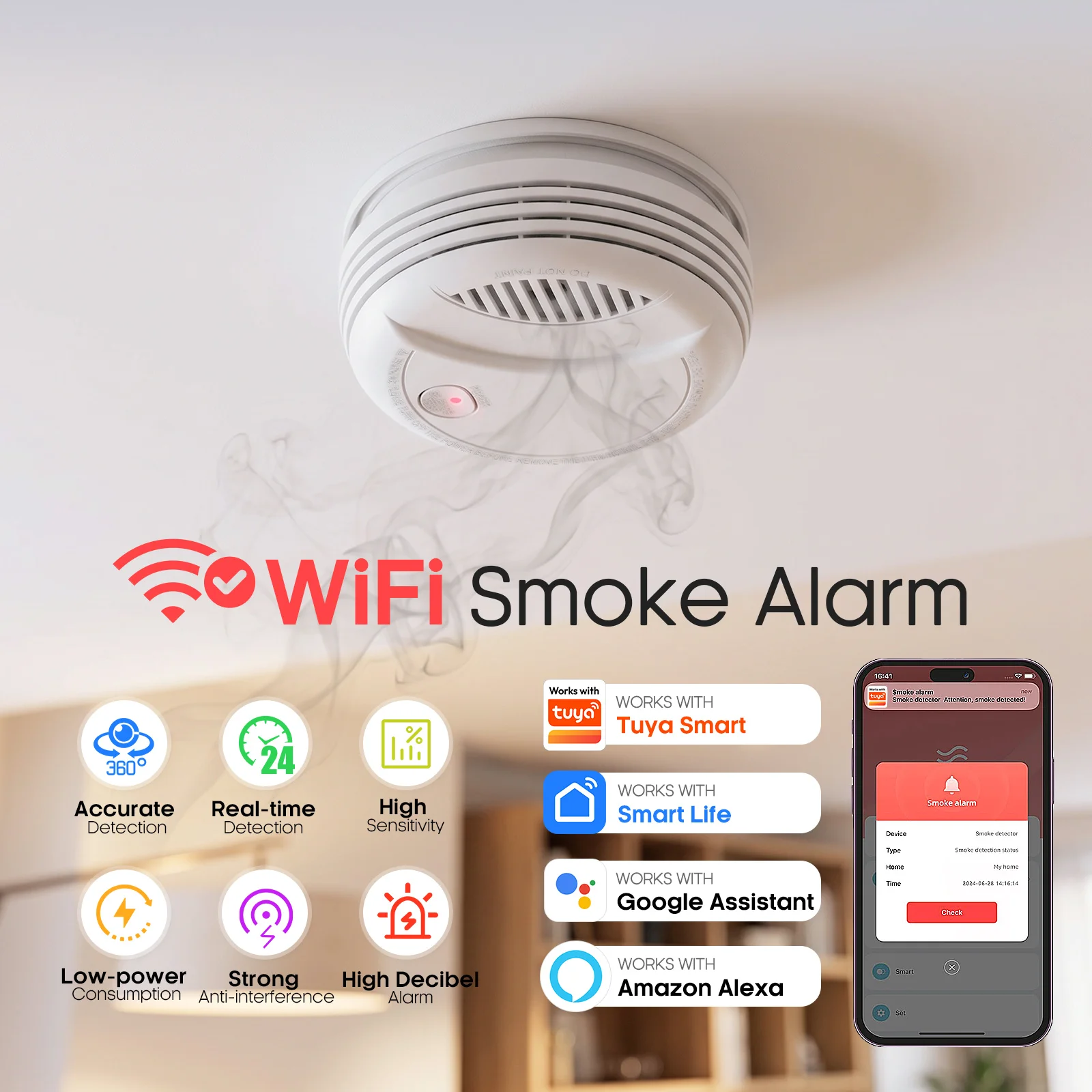 pgst-wifi煙感知器-360°検知-キッチン火災検知-スマートライフ-tuya-googleアシスタント対応