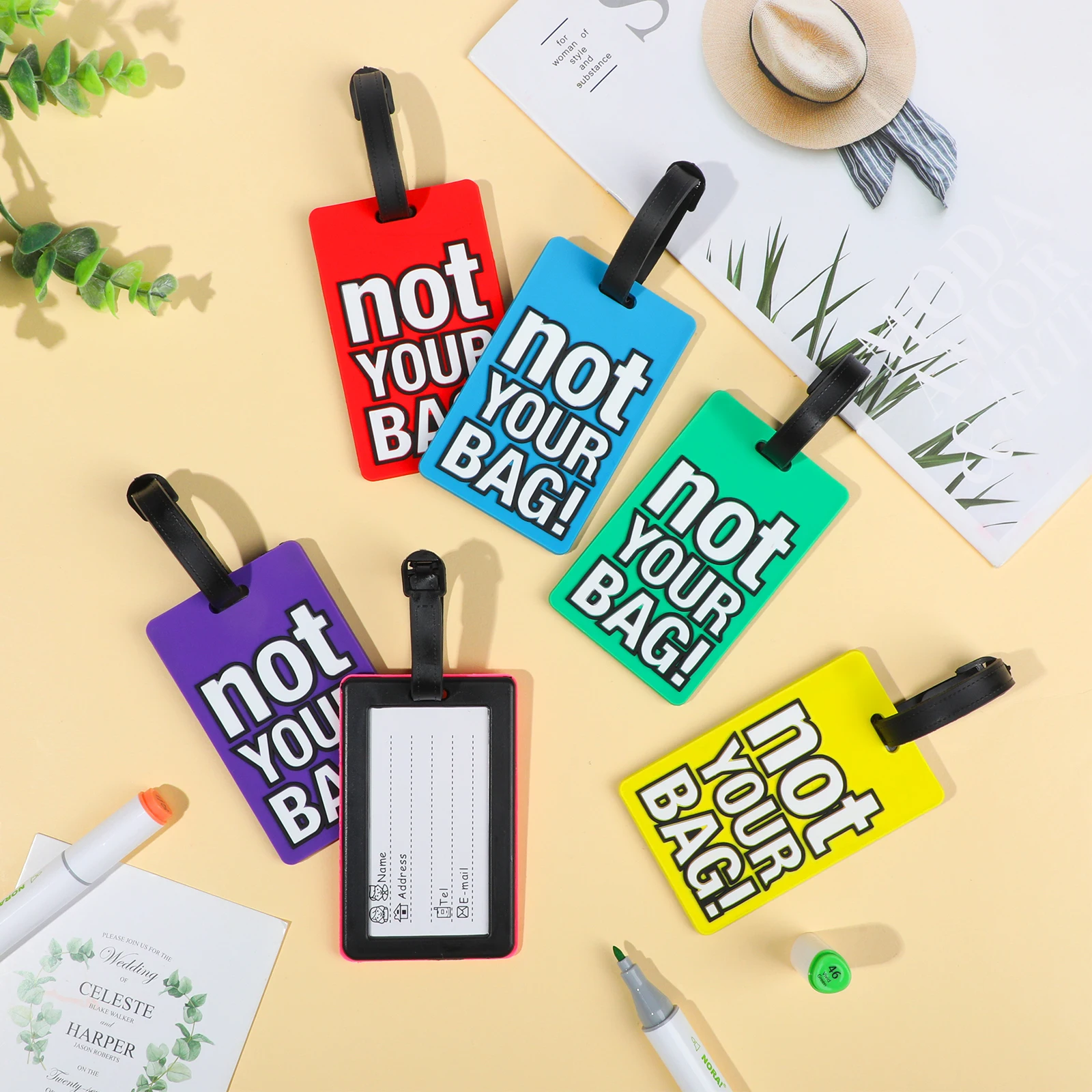 Creatieve Engelse Letters Pvc Zacht Rubber Bagagelabels Reisaccessoires Bagagelabels Koffers Rugzakken Hangende Tags