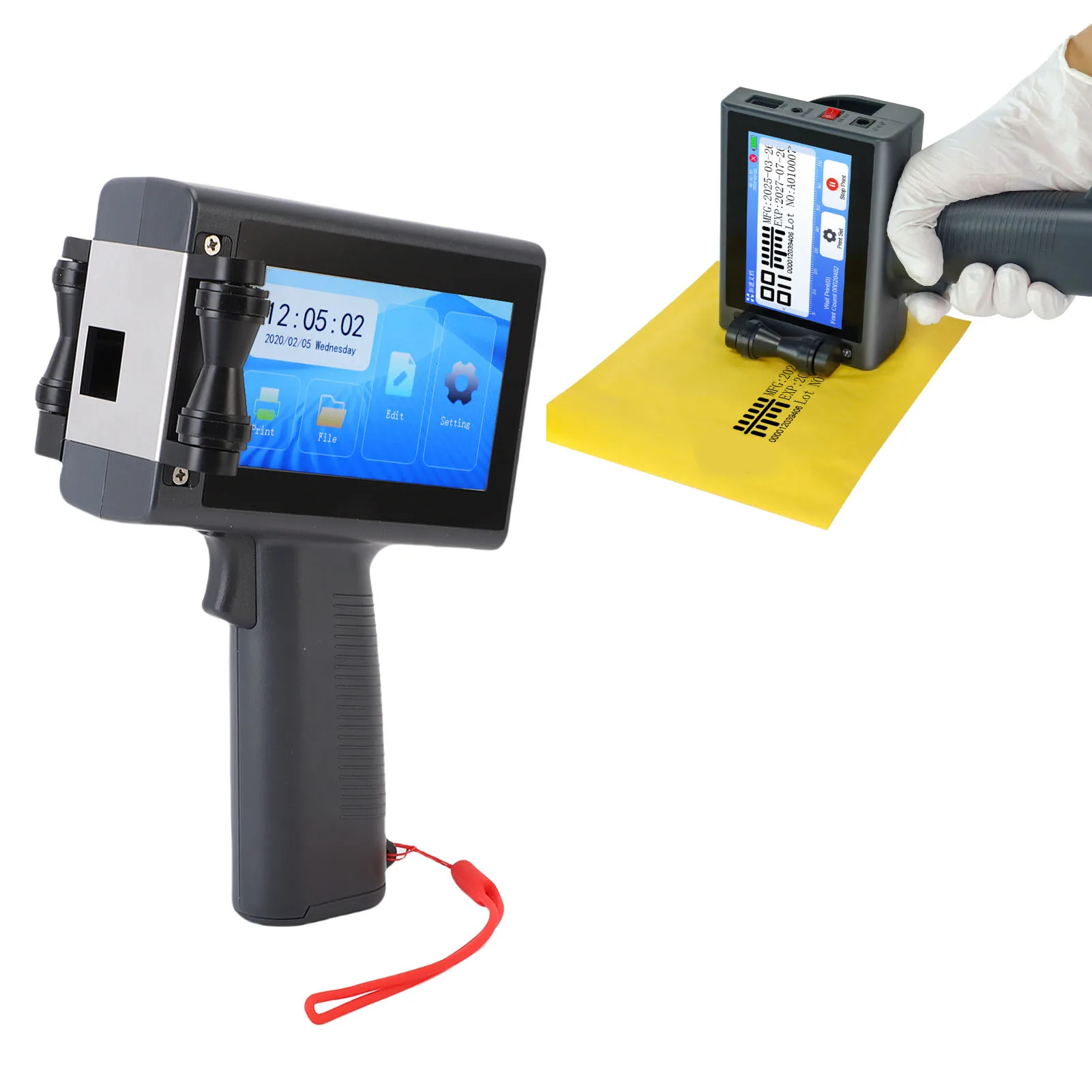 Handheld Printing Machine Inkjet Printer 12.7mm 4.3mm Touchscreen Portable Multifunctional Handheld Printing Machine Kit