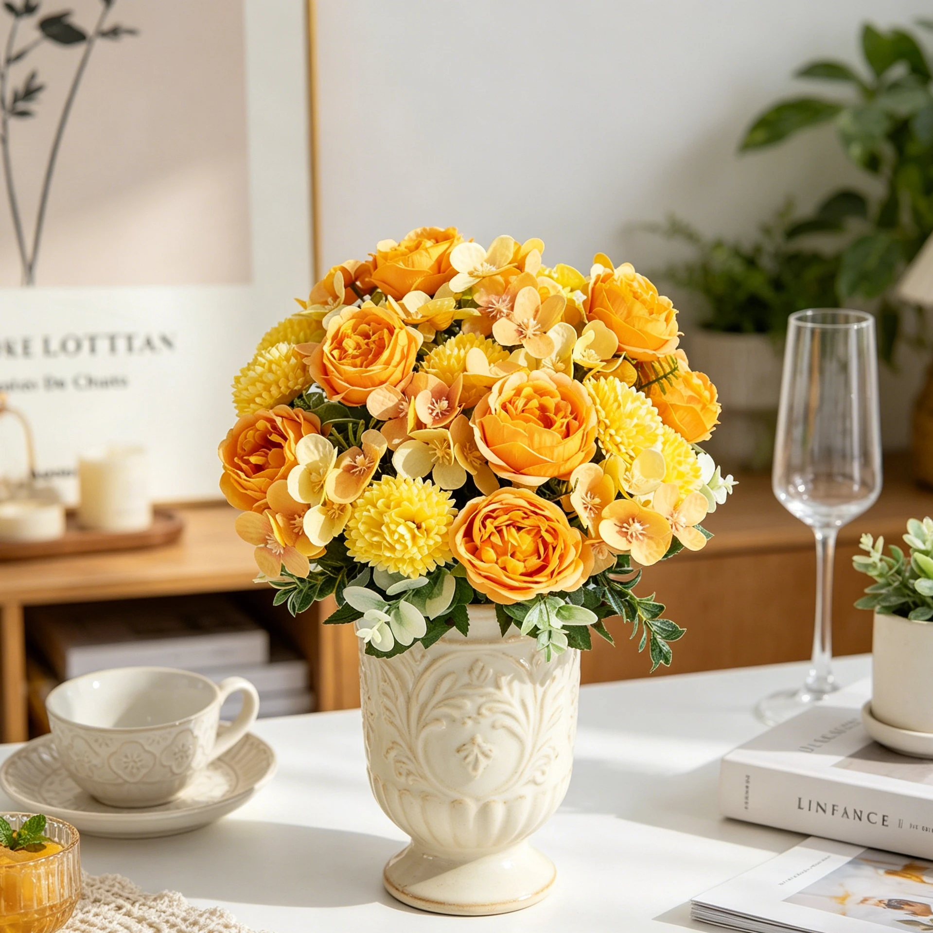Artificial flowers Silk Peony Ball Chrysanthemum Outdoor Garden Festival Wedding Bridal Bouquets Home Room Table Vases Diy Gifts