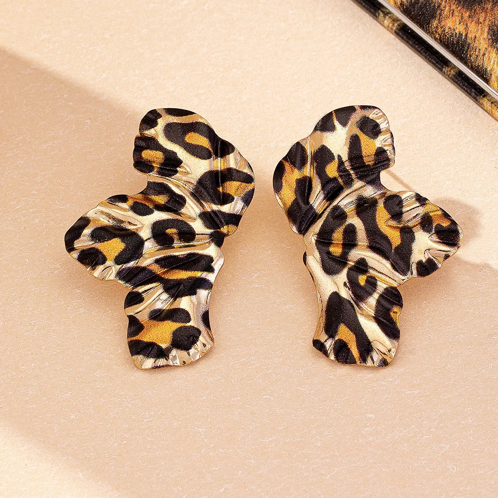 Stud Earrings For Women Leopard Print Flowers Geometric Ear Accessories Holiday Party Gift Fashion Jewelry AE179