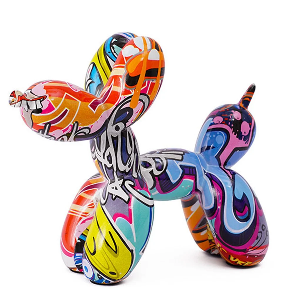 

Nordic Colorful Graffiti Balloon Dog Resin Craft Decoration Statue Sculpture Figurine Nordic Room Home Decor Decoration Desk